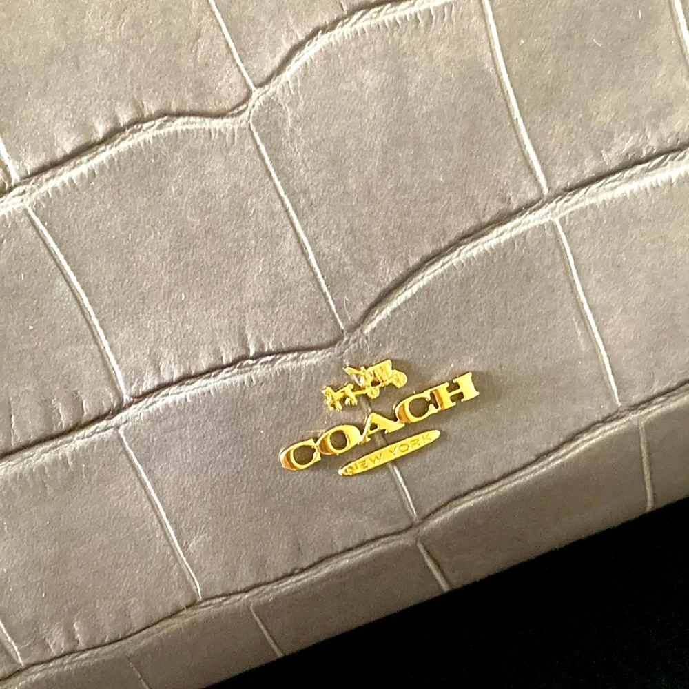 Coach GRAMERCY SATCHEL NWT Gray Croc-Embossed Handbag - Picture 8 of 16